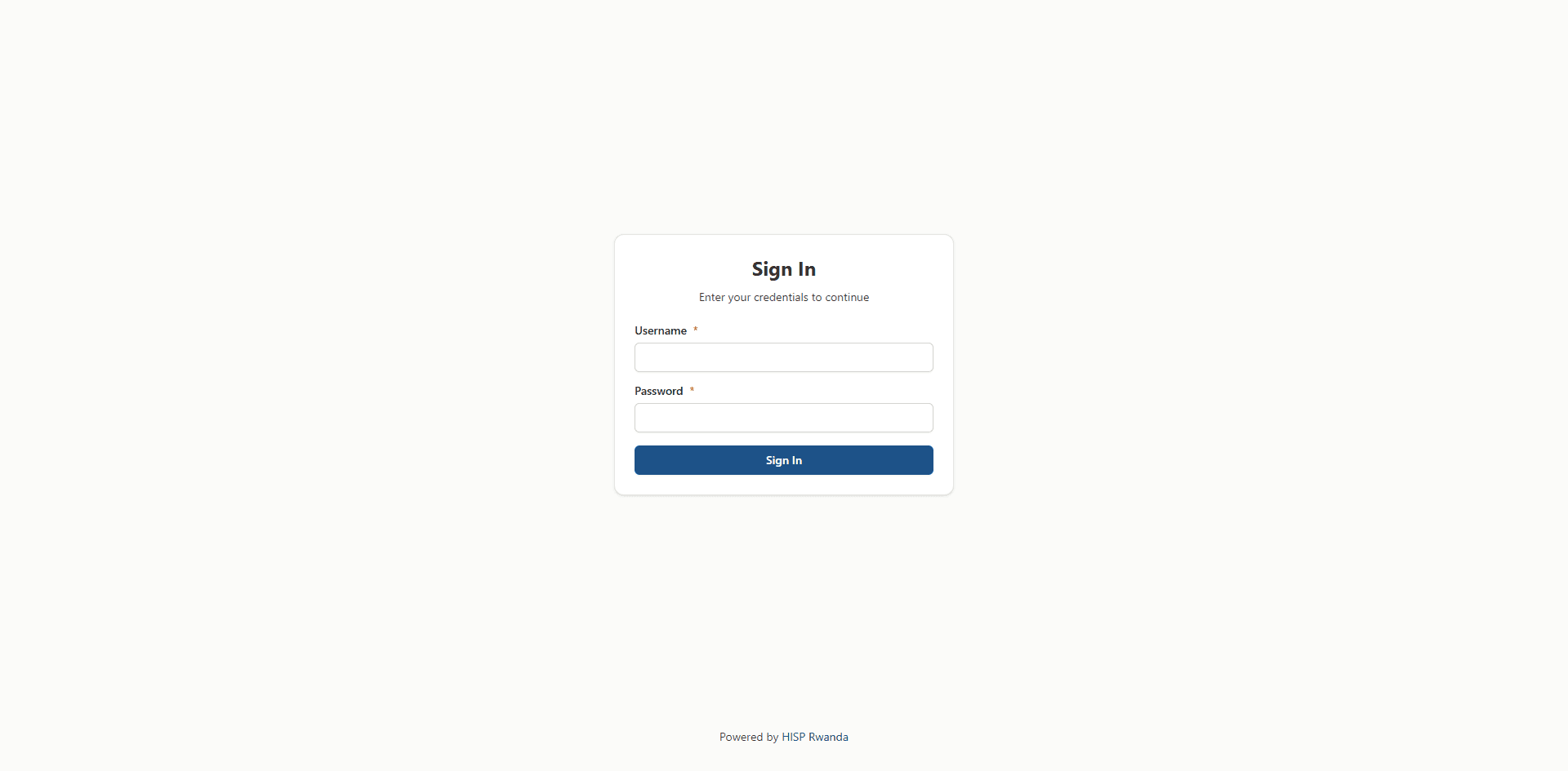 Authentication login page with username and password fields